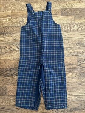 Janie and Jack Navy and Green Plaid Overalls